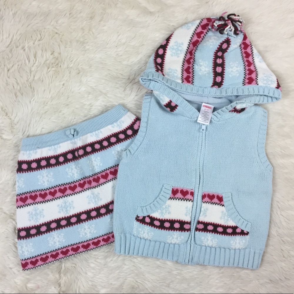 Gymboree Fair Isle Holiday Outfit Vest Skirt 2T 3T